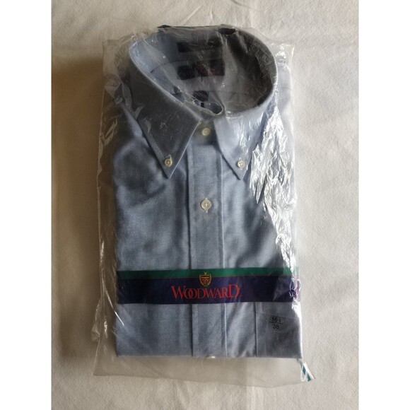 Vtg Woodward Dayton Single Needle Tailoring Blue Oxford Shirt 16.5/38 USA 1980s - Picture 6 of 13